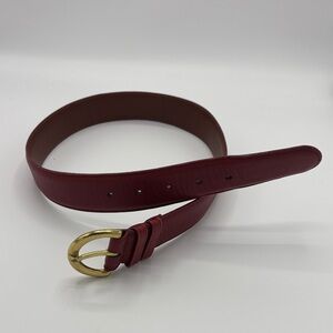 Coach Red Leather Belt with Gold Buckle - Small